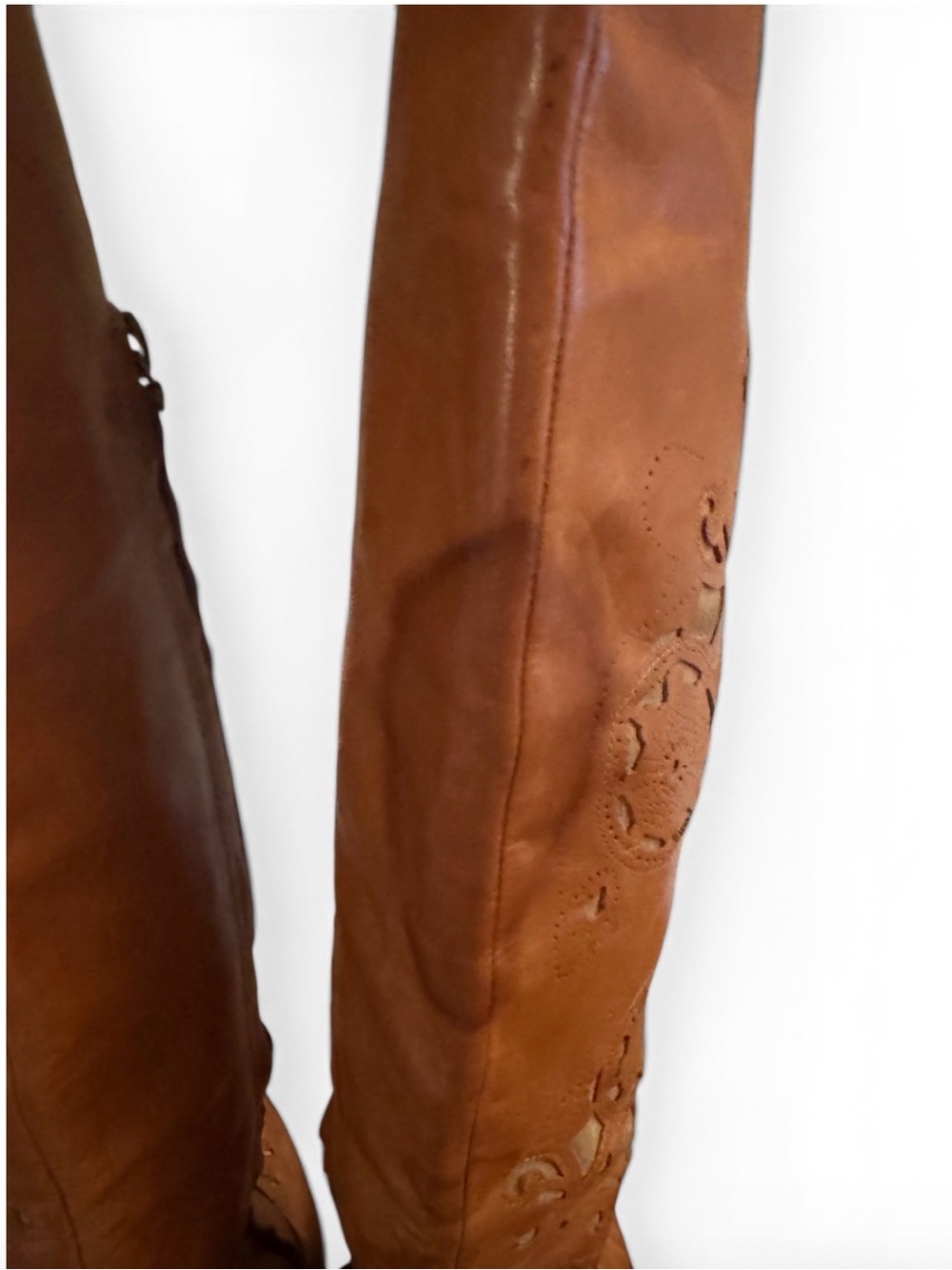 Dries Van Noten Tall Cognac Leather Heeled Boots - Picture 4 of 7